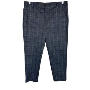 Liverpool Plaid Ankle Pants Blue Gray Career Business Casual Size 33/16